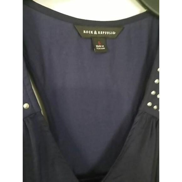 Rock & Republic Shirt Top Womens Size Large Blue Studded Sleeveless - Picture 3 of 10